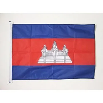 PAVILLON NAUTIQUE CAMBODGE 45x30cm - DRAPEAU DE BATEAU CAMBODGIEN 30 x 45 cm