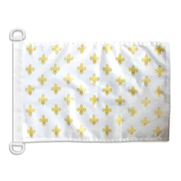 Pavillon nautique Fleur de Lys Blanc et Or 45x30 cm Anneaux Plastiques