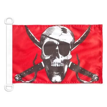 Pavillon nautique Crimson Pirate 45x30 cm Anneaux Plastiques