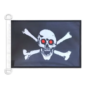 Pavillon nautique Pirate Yeux rouges 45x30 cm Anneaux Plastiques