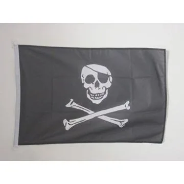 PAVILLON NAUTIQUE PIRATE TÍ?TE DE MORT 45x30cm - DRAPEAU DE BATEAU CORSAIRE 30 x 45 cm