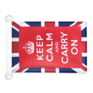 Pavillon nautique Keep Calm and Carry On 45x30 cm Anneaux Plastiques