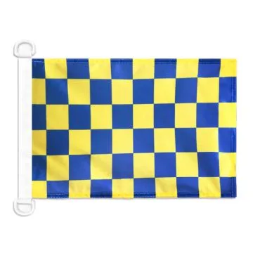 Pavillon nautique Damier Bleu et jaune 45x30 cm Anneaux Plastiques