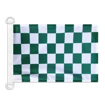 Pavillon nautique Damier Vert et blanc 45x30 cm Anneaux Plastiques