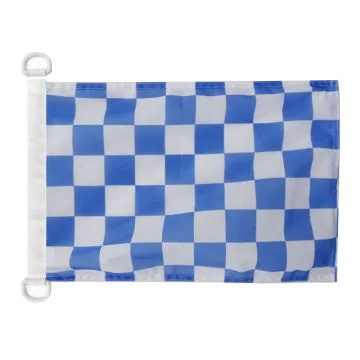 Pavillon nautique Damier Bleu marine et blanc 45x30 cm Anneaux Plastiques