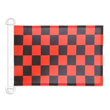 Pavillon nautique Damier Rouge et noir 45x30 cm Anneaux Plastiques