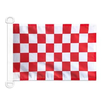 Pavillon nautique Damier Rouge et blanc 45x30 cm Anneaux Plastiques