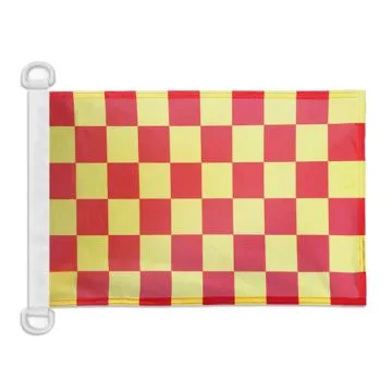 Pavillon nautique Damier Rouge et jaune 45x30 cm Anneaux Plastiques