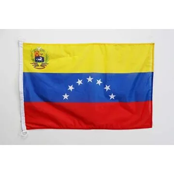 Pavillon nautique Vénézuela Ancien Avec Ecusson 45x30cm - Drapeau de bateau vénézuelien 7 étoiles 30 x 45 cm