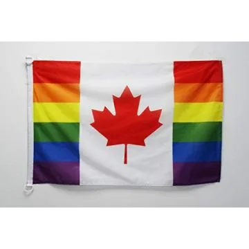 Pavillon nautique Canada Arc-en-Ciel 45x30cm - Drapeau de bateau canadien gay 30 x 45 cm