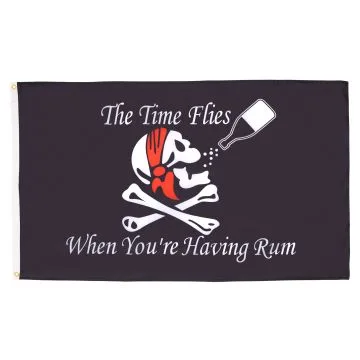 Pirate with Rum Flag 3' x 5' Light polyester grommets