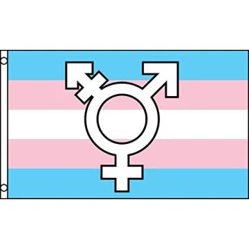 Drapeau Transgenre avec symbole 150x90cm - Drapeau trangender arc-en-ciel 90 x 150 cm Polyester léger
