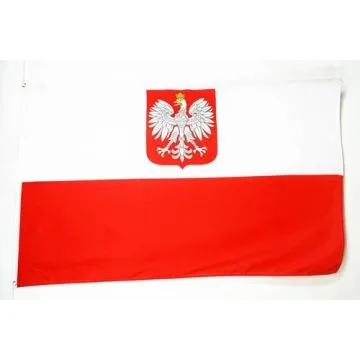 DRAPEAU POLOGNE AVEC AIGLE 150x90cm - DRAPEAU POLONAIS 90 x 150 cm Polyester léger