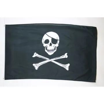 DRAPEAU PIRATE TÊTE DE MORT ET OS 150x90cm - DRAPEAU CORSAIRE 90 x 150 cm Polyester léger