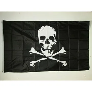 DRAPEAU PIRATE TÊTE DE MORT ET OS 150x90cm - DRAPEAU CORSAIRE 90 x 150 cm Polyester léger