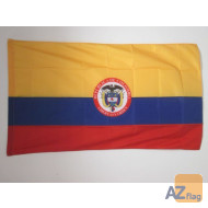 DRAPEAU COLOMBIE AVEC ARMES 90x60cm - DRAPEAU COLOMBIEN 60 x 90 cm Fourreau pour hampe