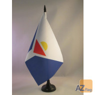 DRAPEAU DE TABLE SAINT-MARTIN 21x14cm - PETIT DRAPEAUX DE BUREAU DE L?ÎLE DE SAINT-MARTIN - FRANCE 14 x 21 cm