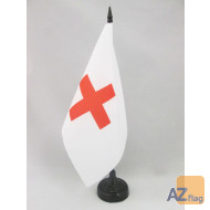 DRAPEAU DE TABLE CROIX ROUGE 21x14cm - PETIT DRAPEAUX DE BUREAU HUMANITAIRE 14 x 21 cm