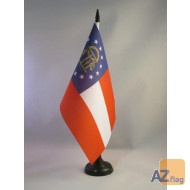 DRAPEAU DE TABLE GEORGIE 21x14cm - PETIT DRAPEAUX DE BUREAU GÉORGIEN - ETAT AMÉRICAIN - USA - ETATS-UNIS 14 x 21 cm