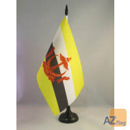 DRAPEAU DE TABLE BRUNEI 21x14cm - PETIT DRAPEAUX DE BUREAU BRUNÉIEN 14 x 21 cm