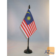 DRAPEAU DE TABLE MALAISIE 15x10cm - PETIT DRAPEAUX DE BUREAU MALAISIEN 10 x 15 cm