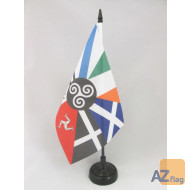 DRAPEAU DE TABLE CELTIQUE MULTI 21x14cm - PETIT DRAPEAUX DE BUREAU CELTE - PAYS CELTES 14 x 21 cm