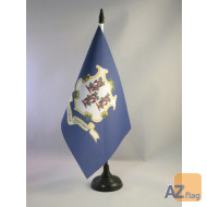 DRAPEAU DE TABLE CONNECTICUT 21x14cm - PETIT DRAPEAUX DE BUREAU ETAT AMÉRICAIN - USA - ETATS-UNIS 14 x 21 cm