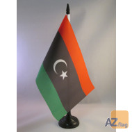 DRAPEAU DE TABLE LIBYE 21x14cm - PETIT DRAPEAUX DE BUREAU LIBYEN 14 x 21 cm